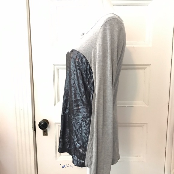Diane Von Furstenberg Gray Sequin T Shirt Top - Picture 3 of 5